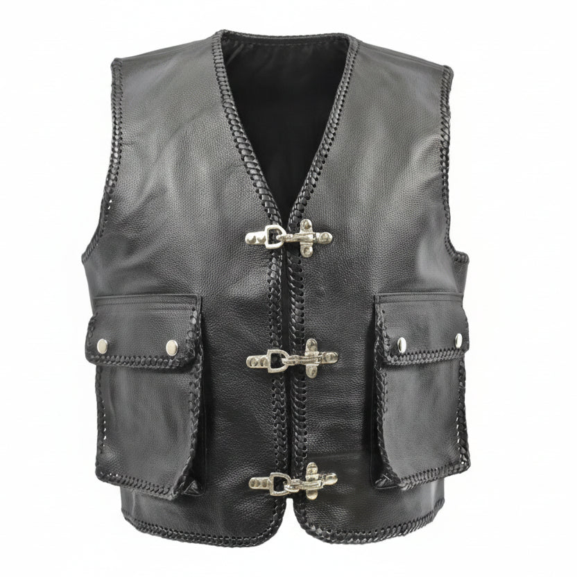 Biker Lederweste Karabiner