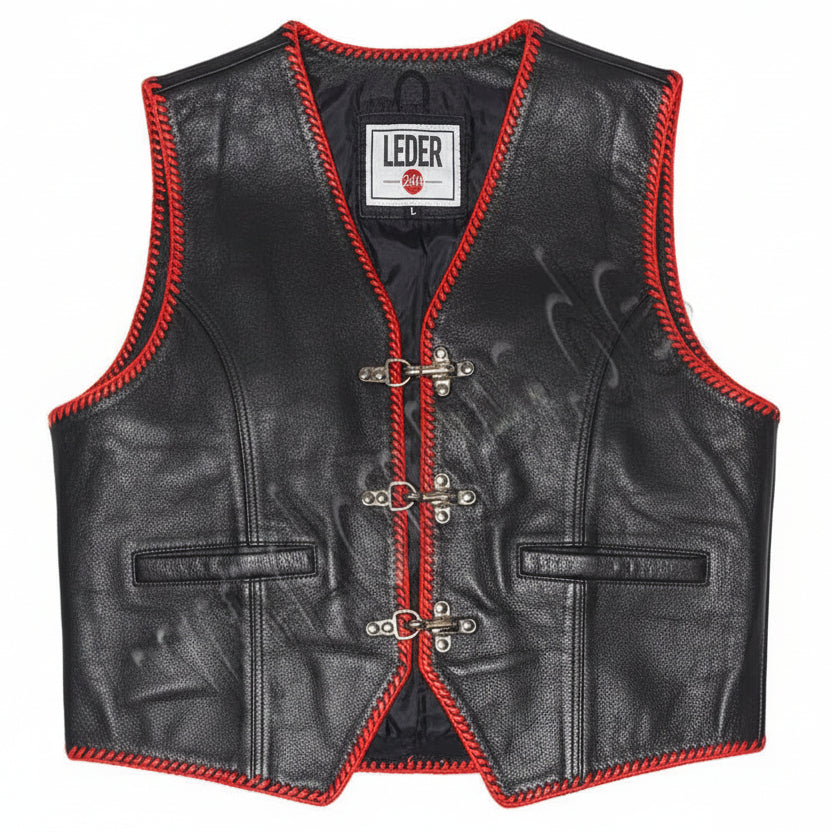 Biker Lederweste Rot