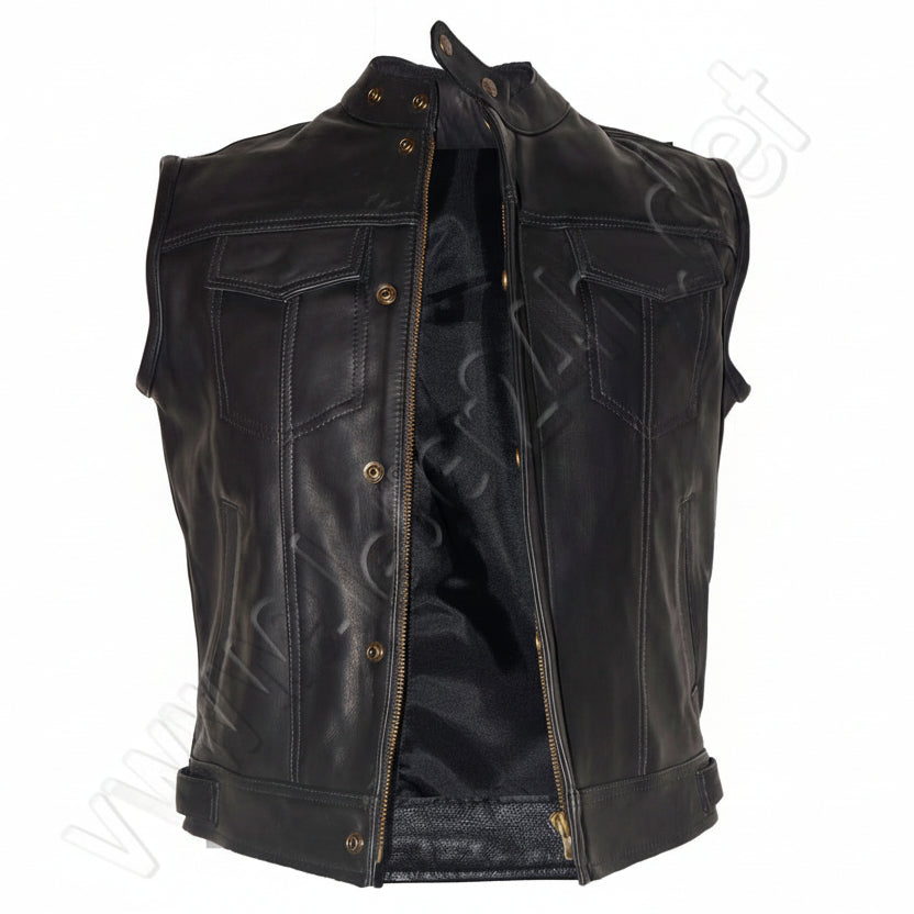 Winddichte Biker Lederweste