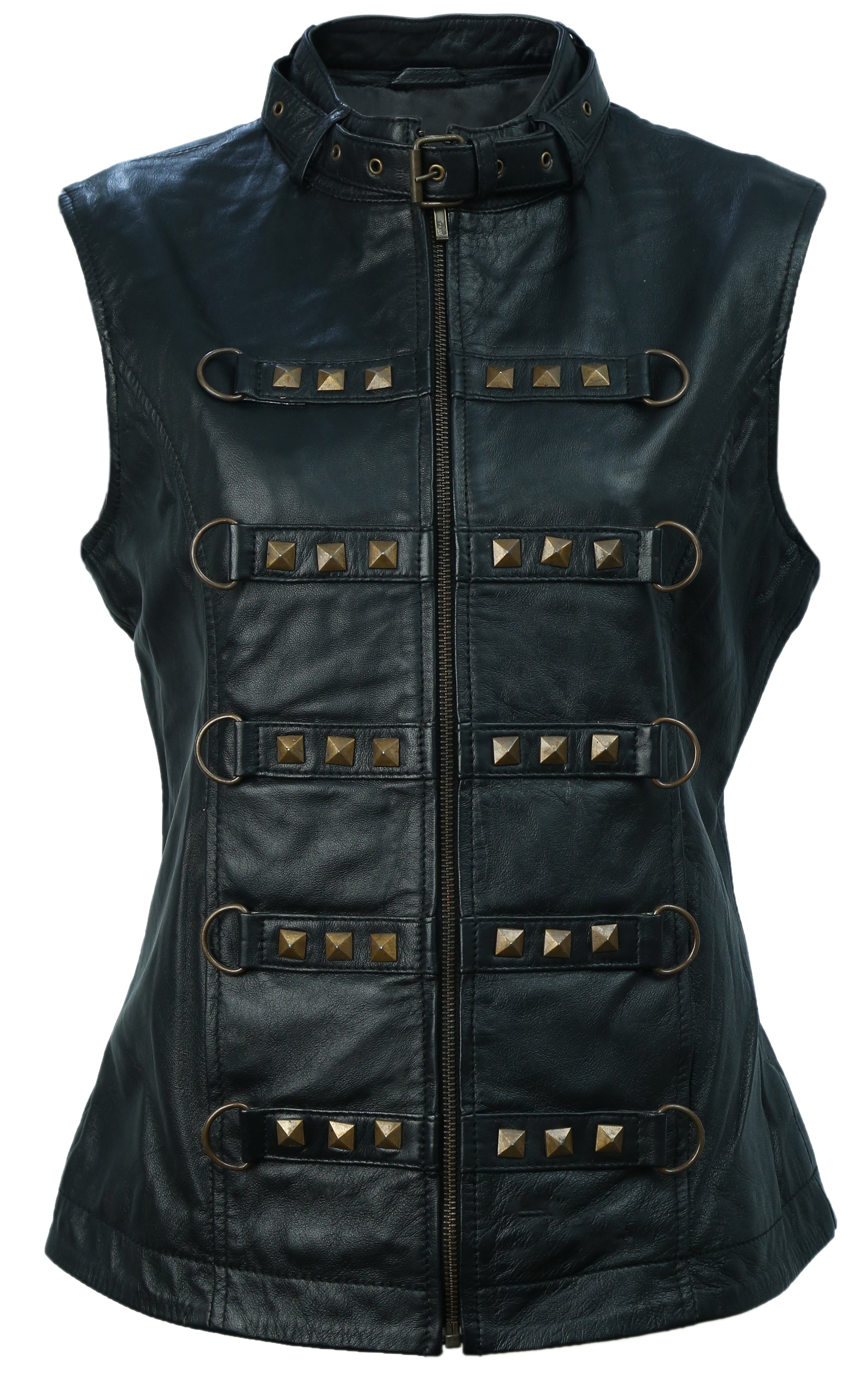 Leather vest for women with zipper