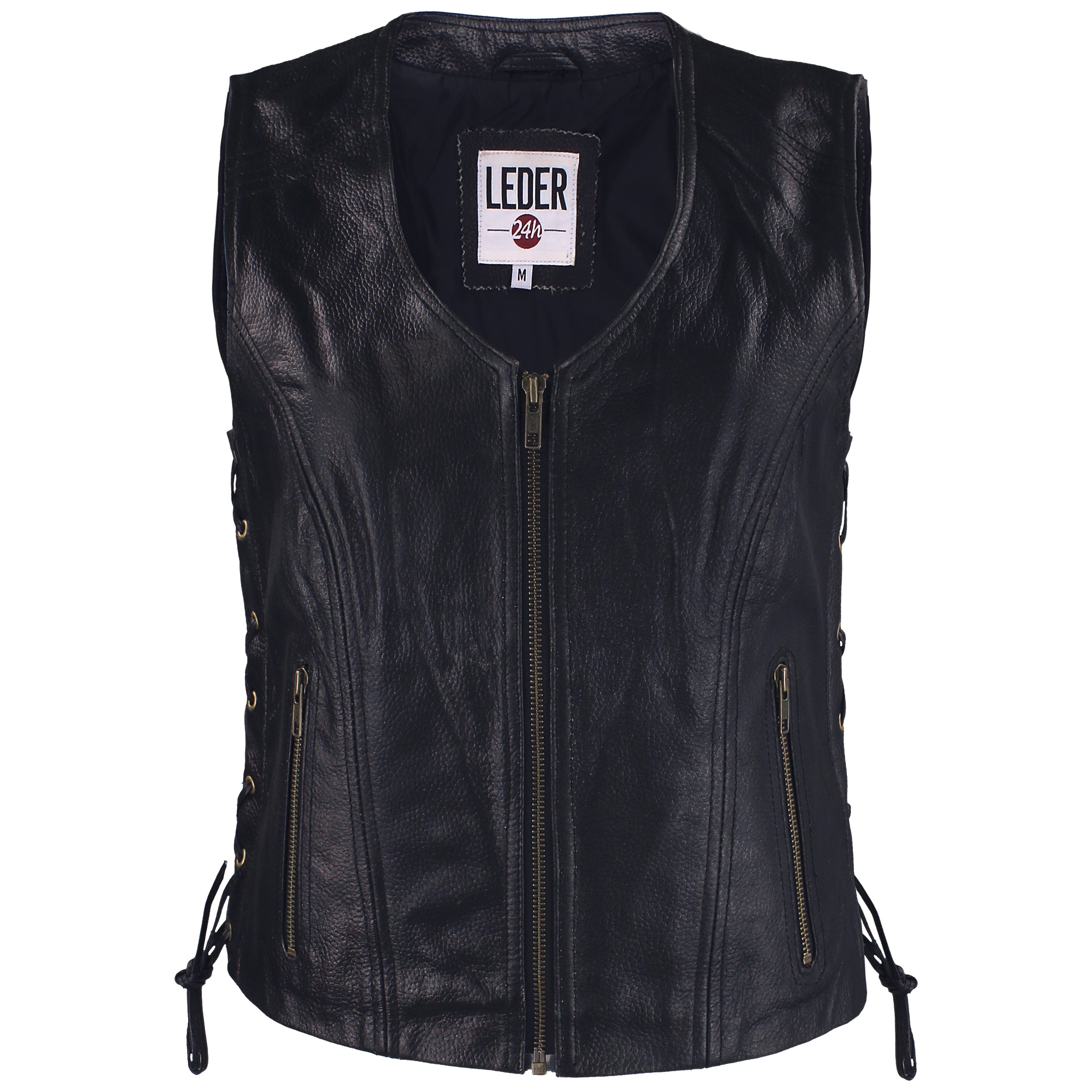 Leder Kutte Damen Lederweste mit Reißverschluss 1070