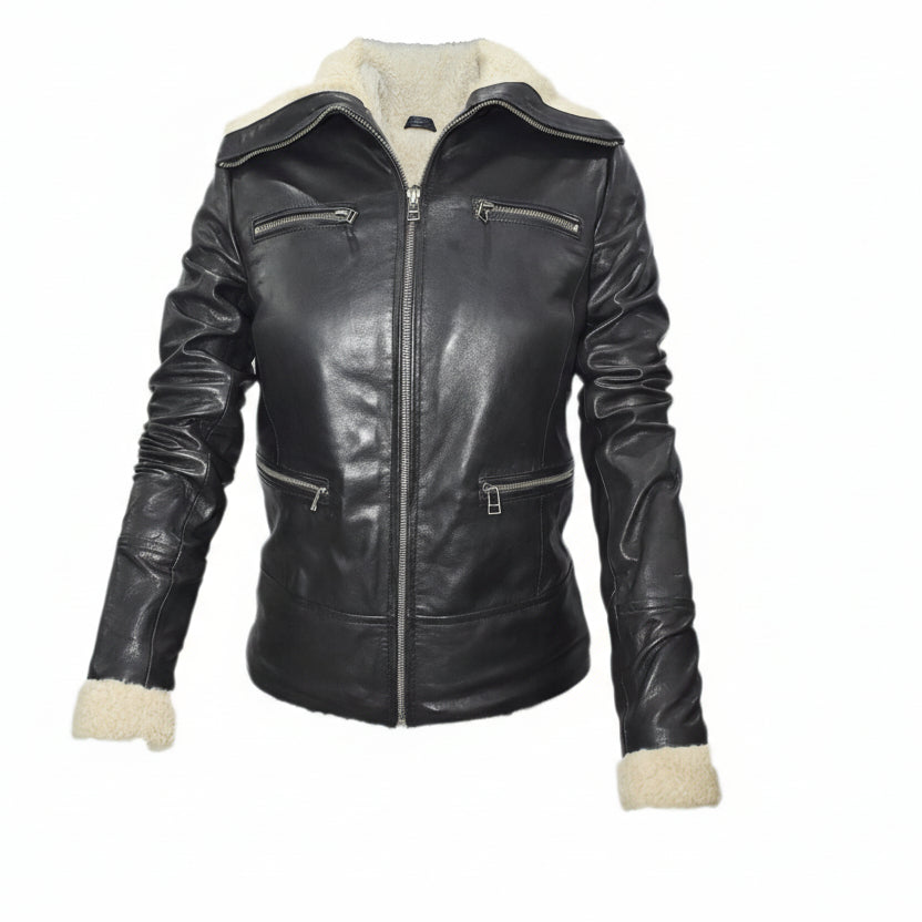Moderne Lederjacke Schwarz