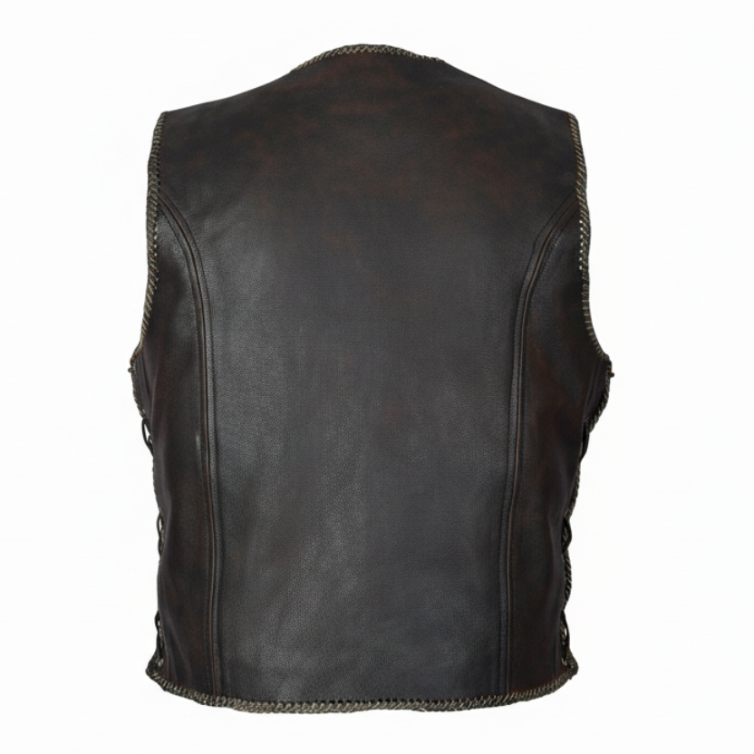 Biker Lederweste Braun