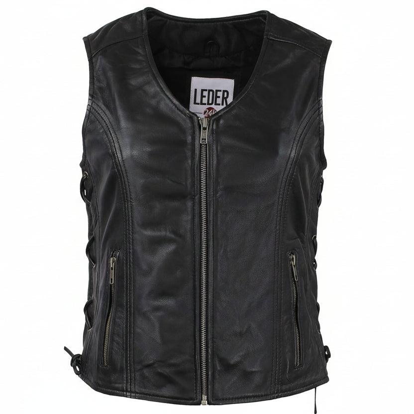 Exklusive Lederweste Schwarz Damen