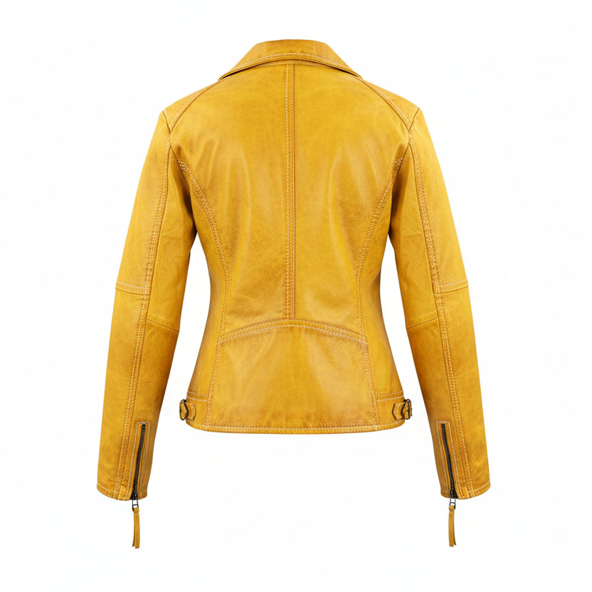 Exklusive Lederjacke Gelb Damen