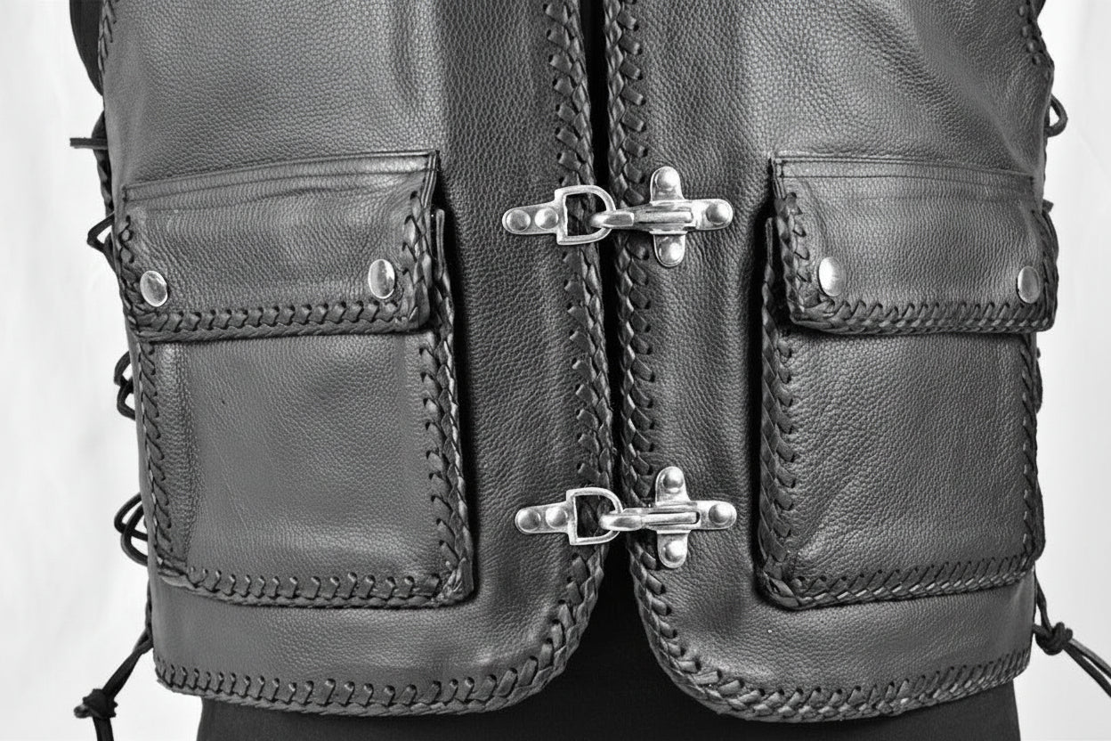 Biker Lederweste Karabiner