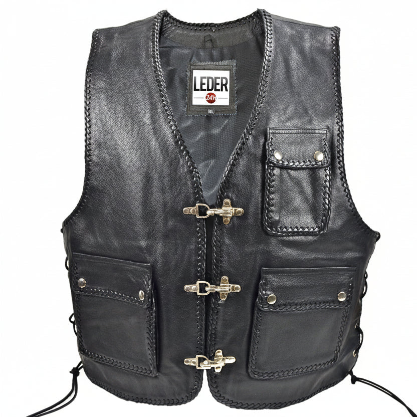 Biker Lederweste Taschen