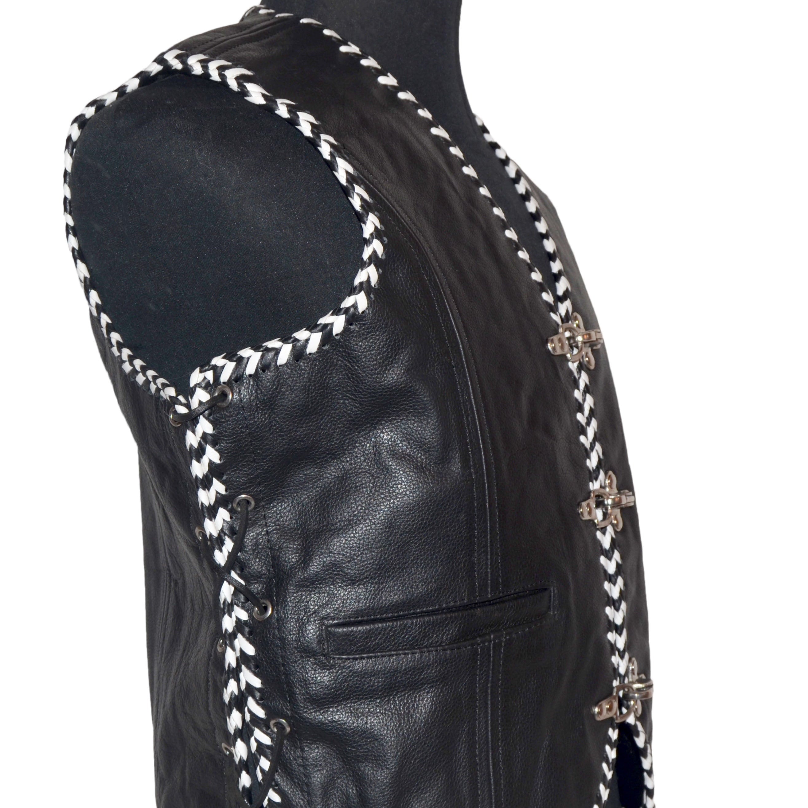 Schwarze Biker Lederweste