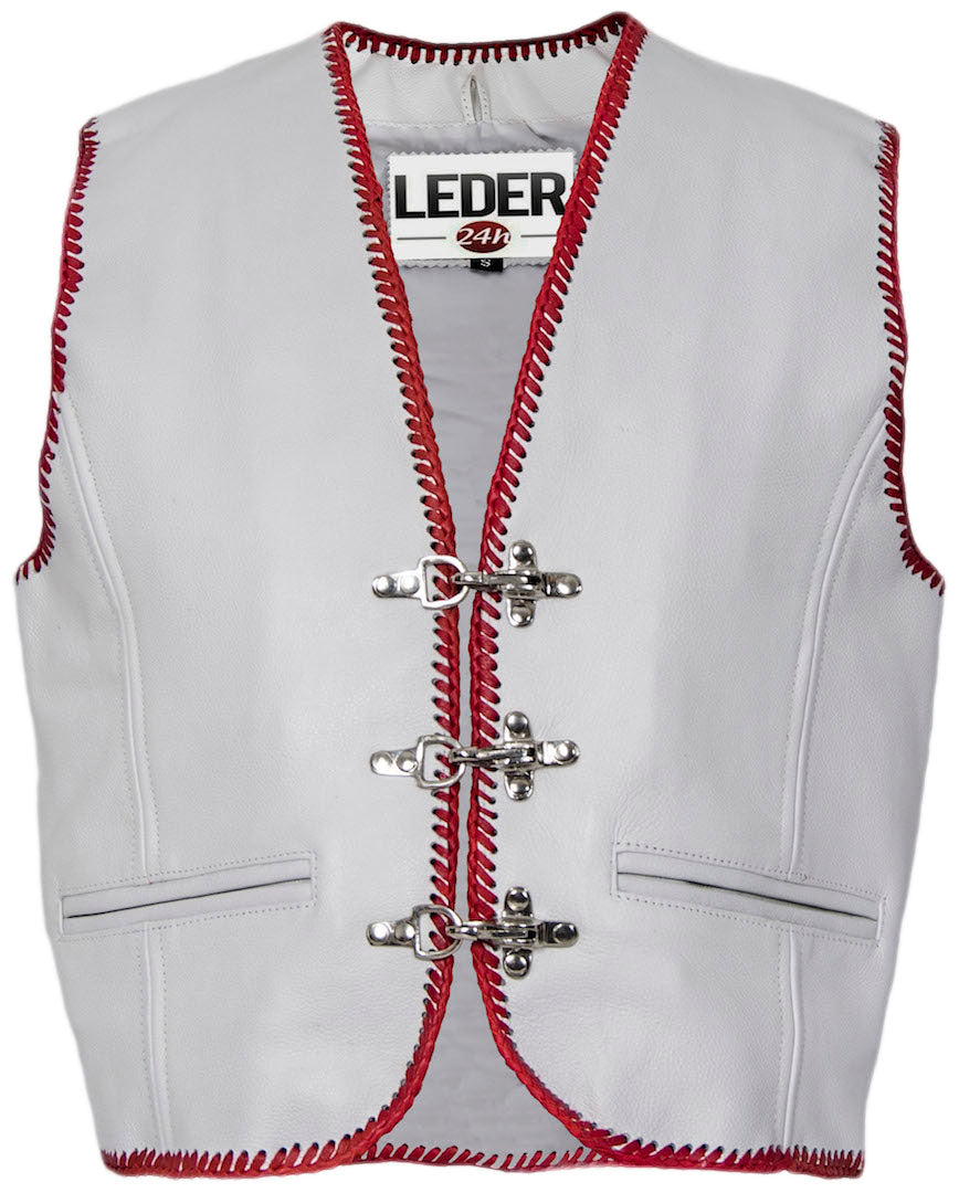 Weiße Biker Lederweste