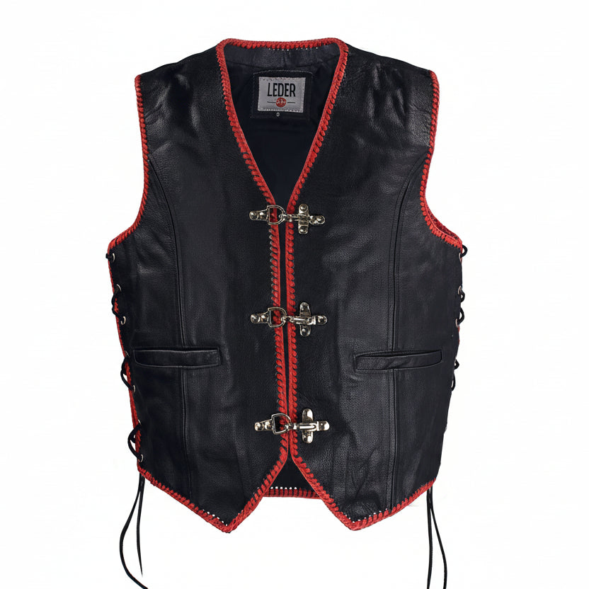 Biker Lederweste Rot