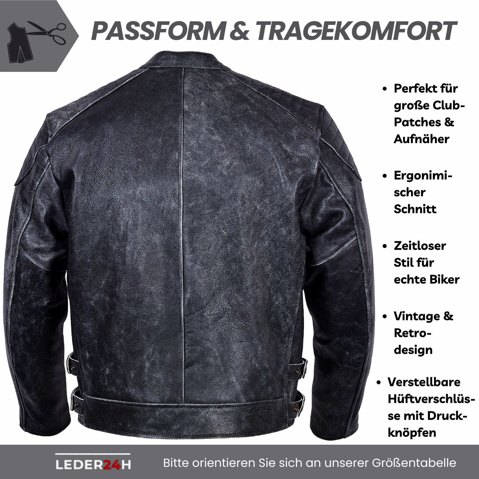 Lederjacke Sachwarz Herren