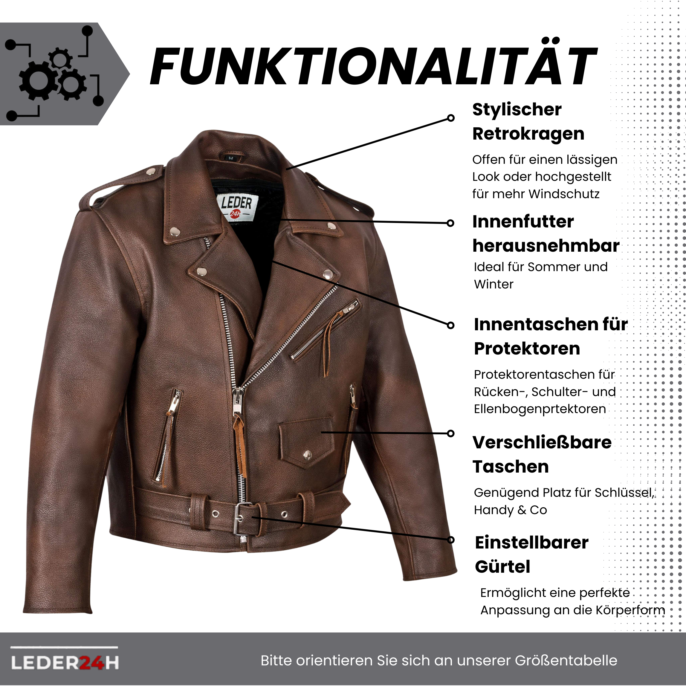 Motorrad Lederjacke Braun