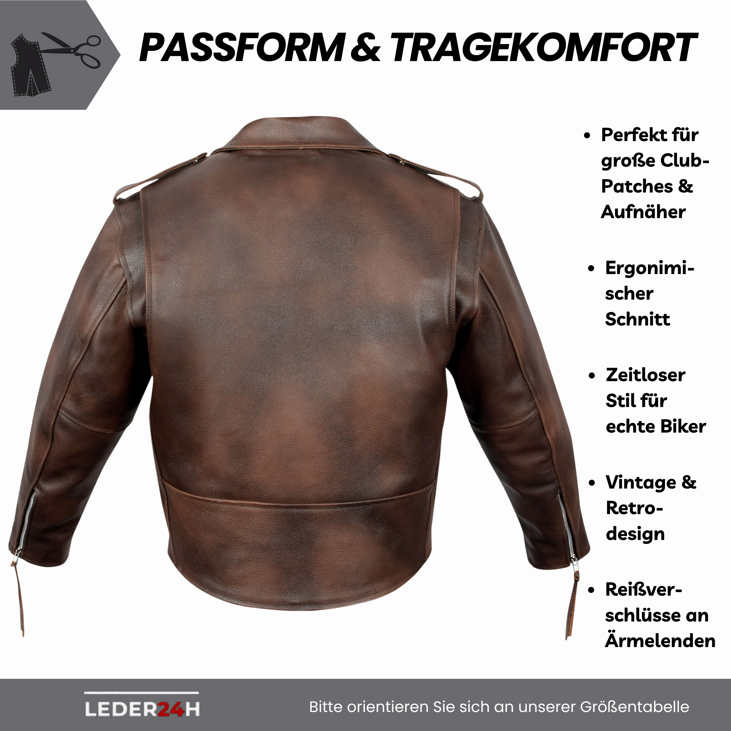 Motorrad Lederjacke Braun