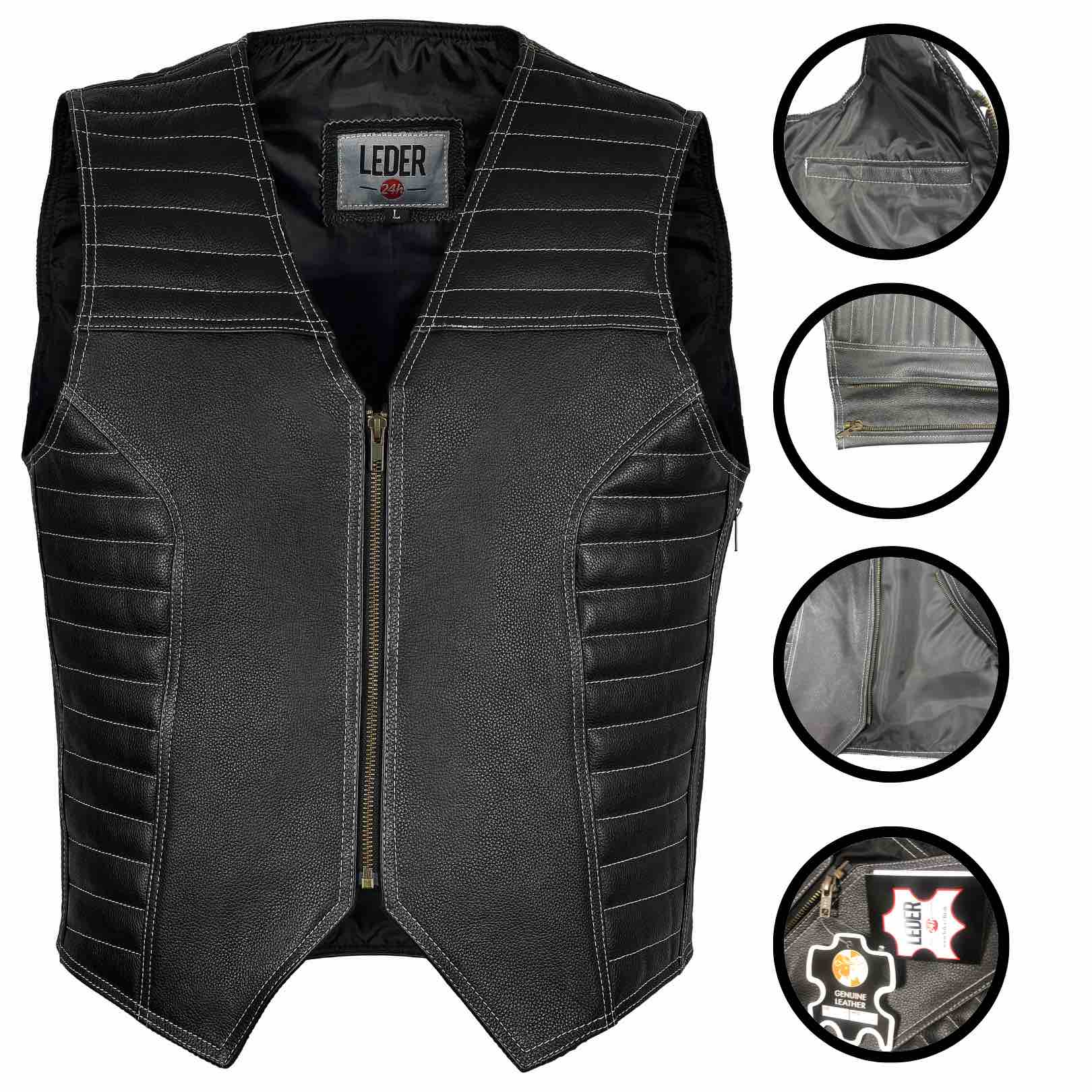 Motorrad Lederkutte Schwarz