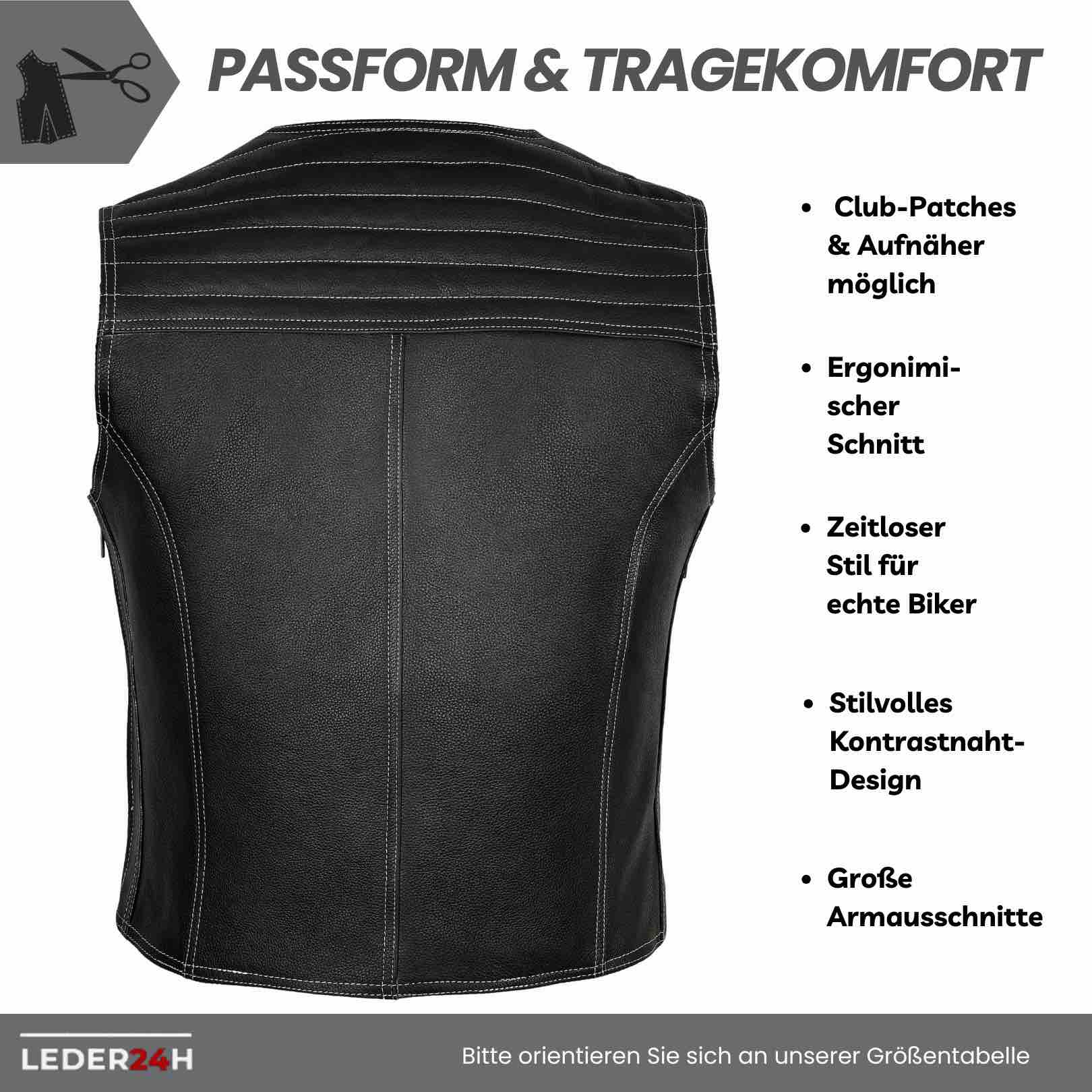 Motorrad Lederkutte Schwarz