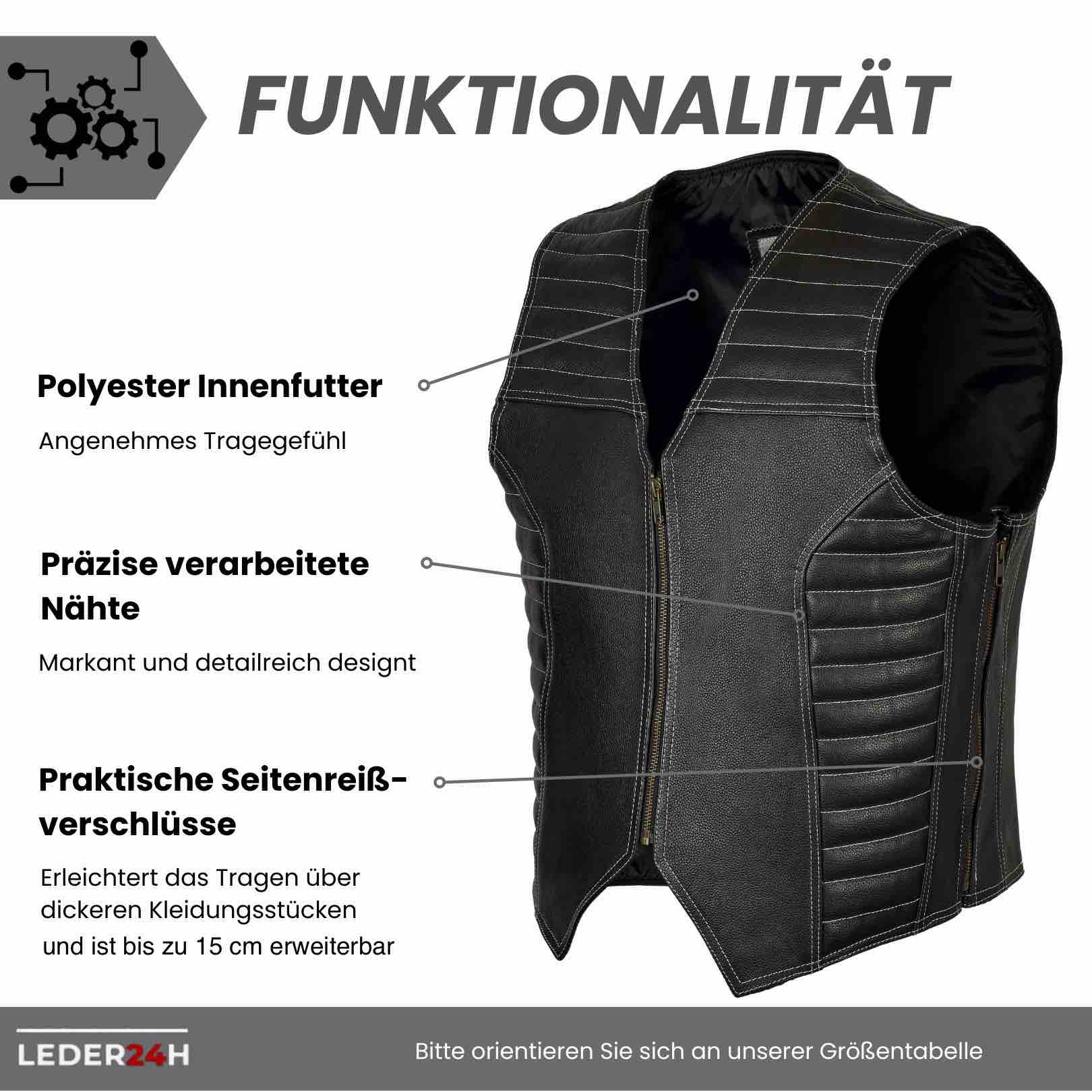 Motorrad Lederkutte Schwarz