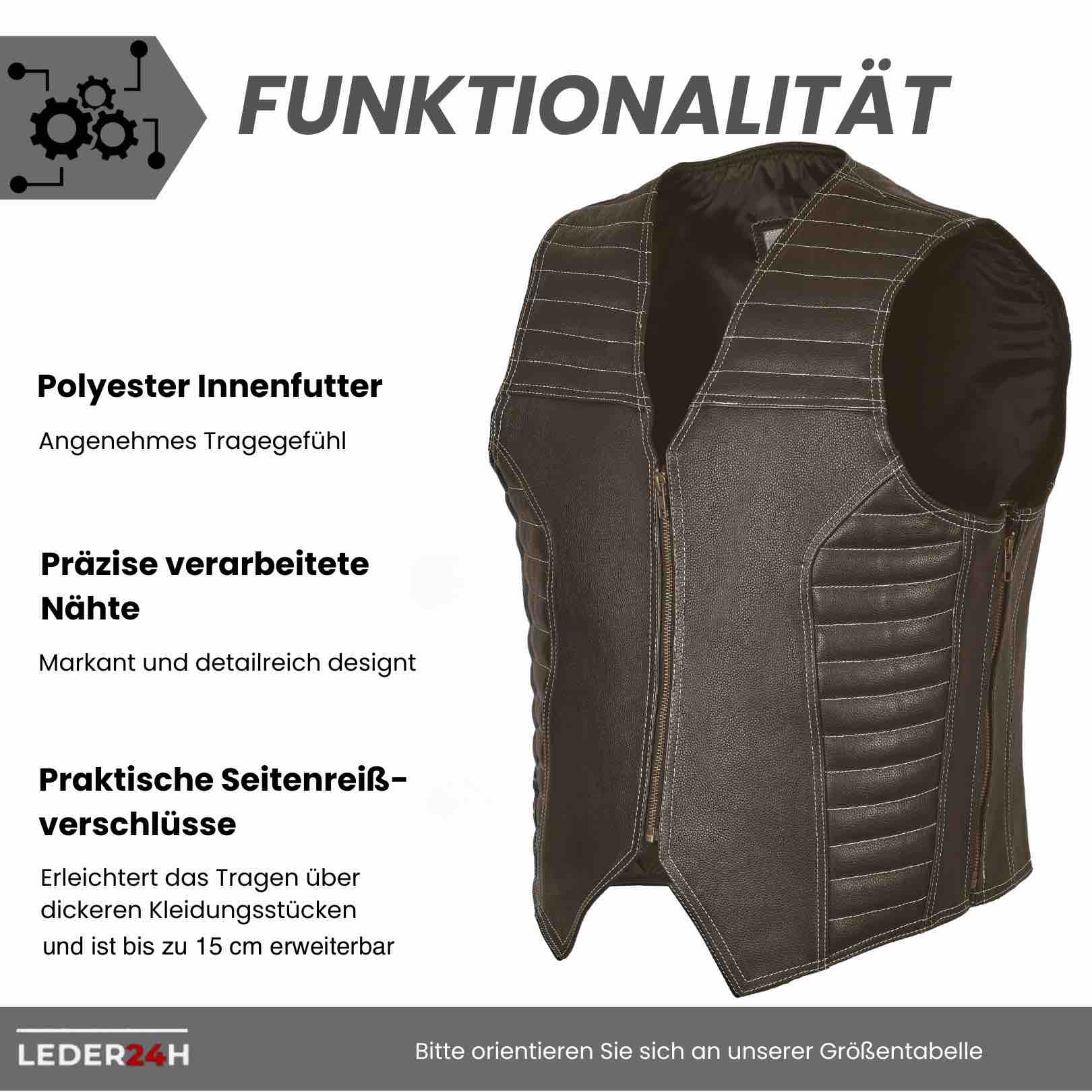 Motorrad Lederkutte Schwarz