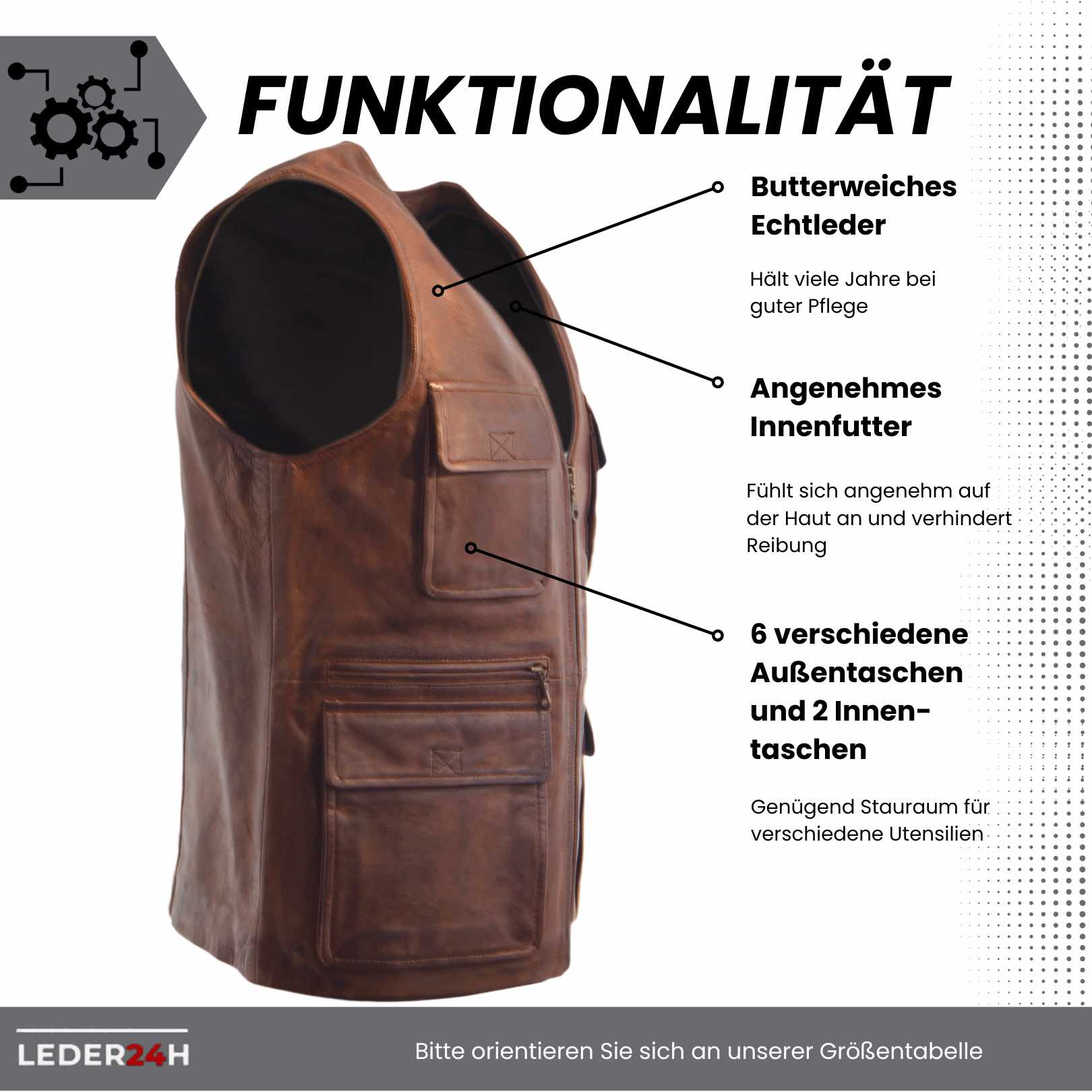 Outdoor Lederweste Herren