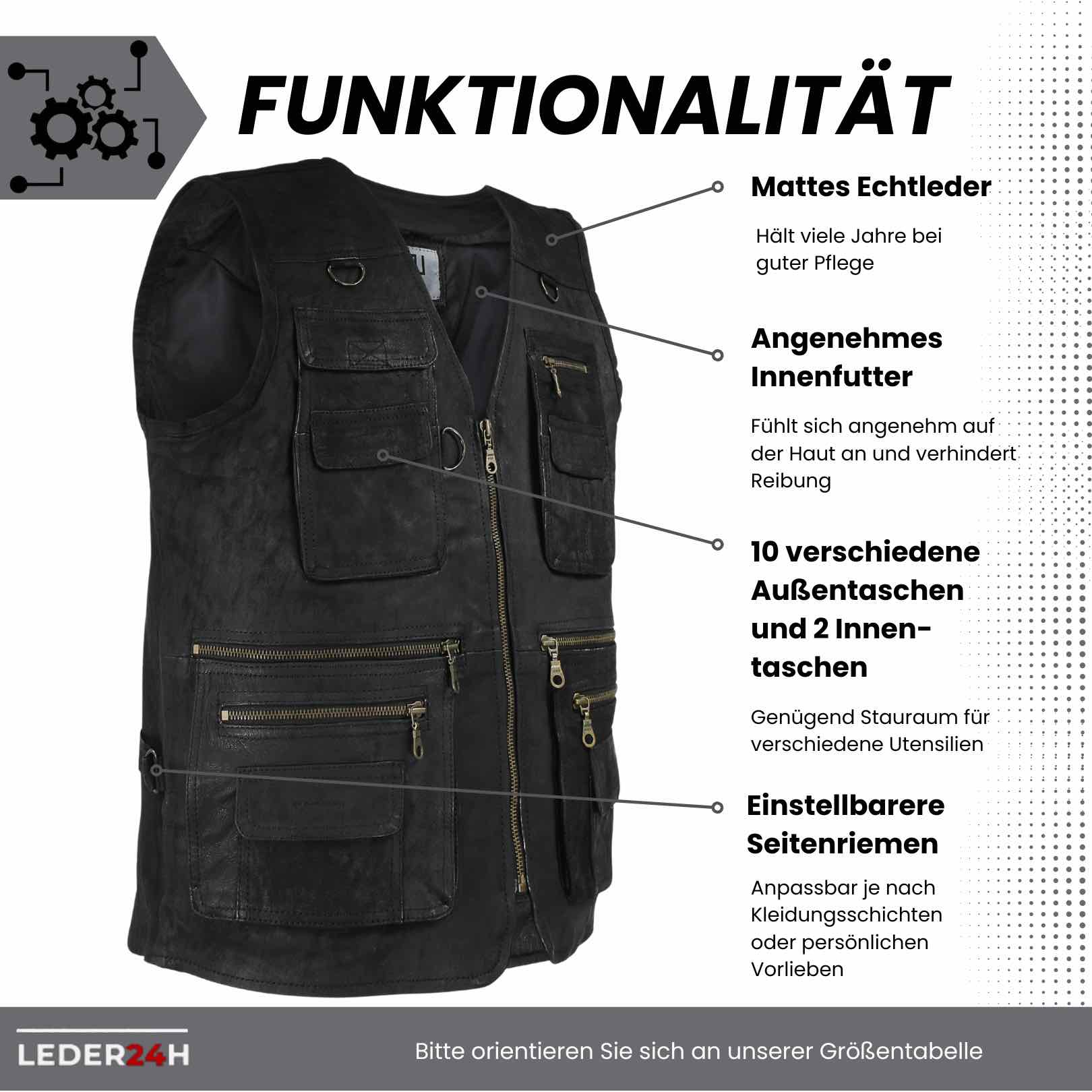 Outdoor Lederweste Herren