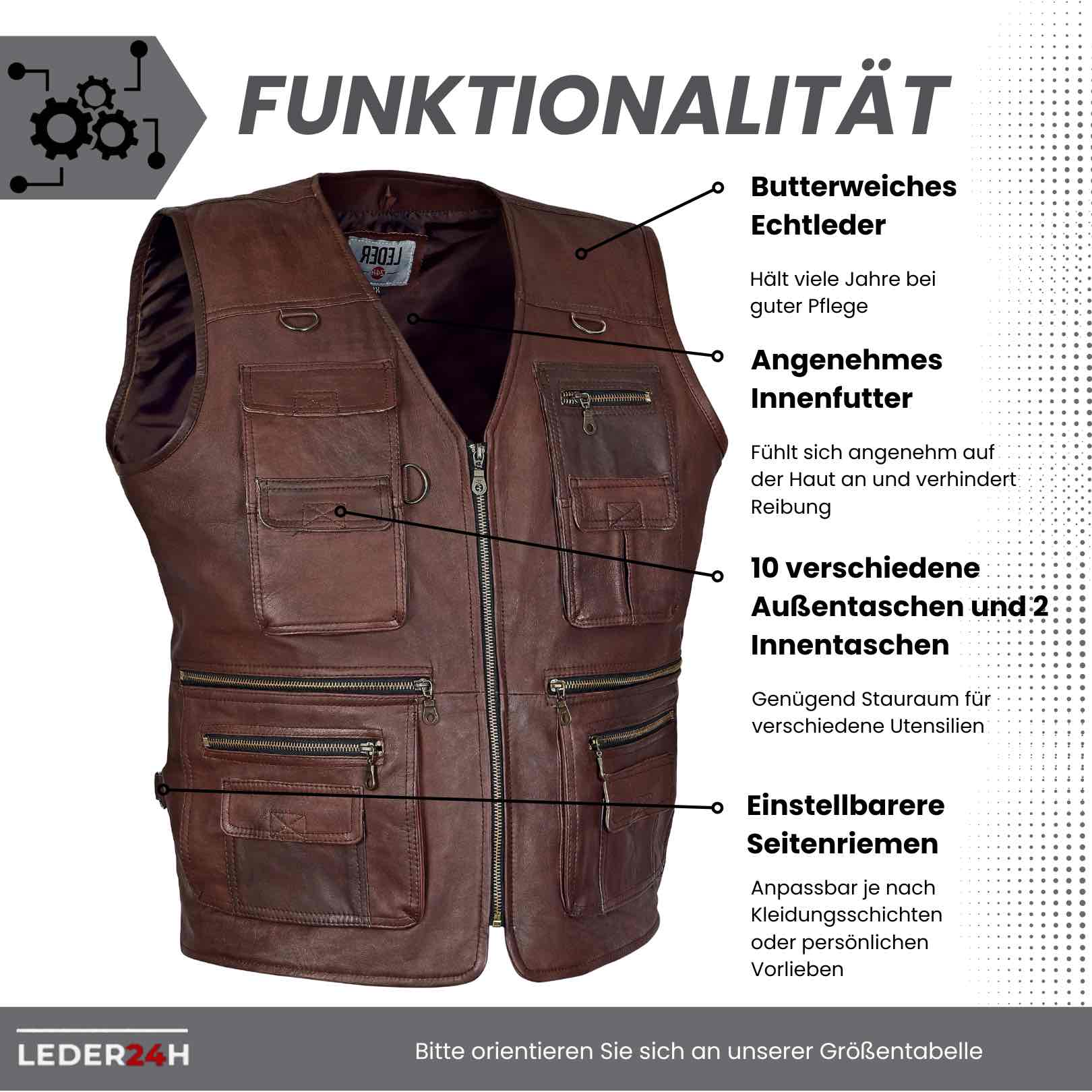 Outdoor Lederweste Herren
