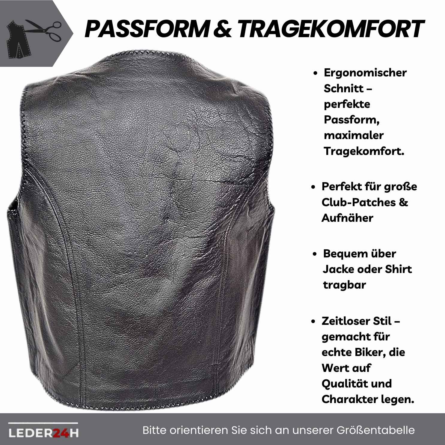 Biker Lederweste Karabiner