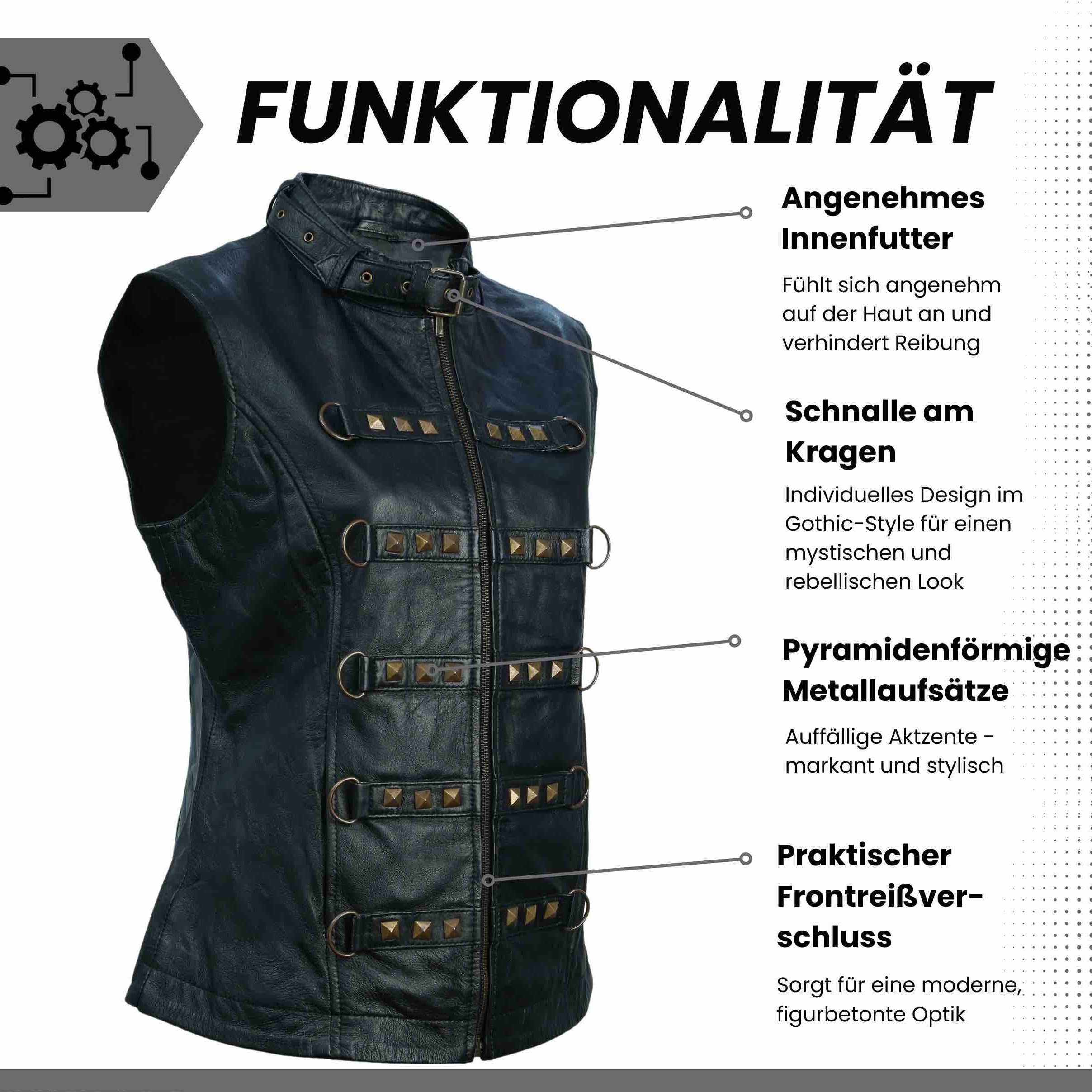 Luxuriöse Gothic Lederweste Damen