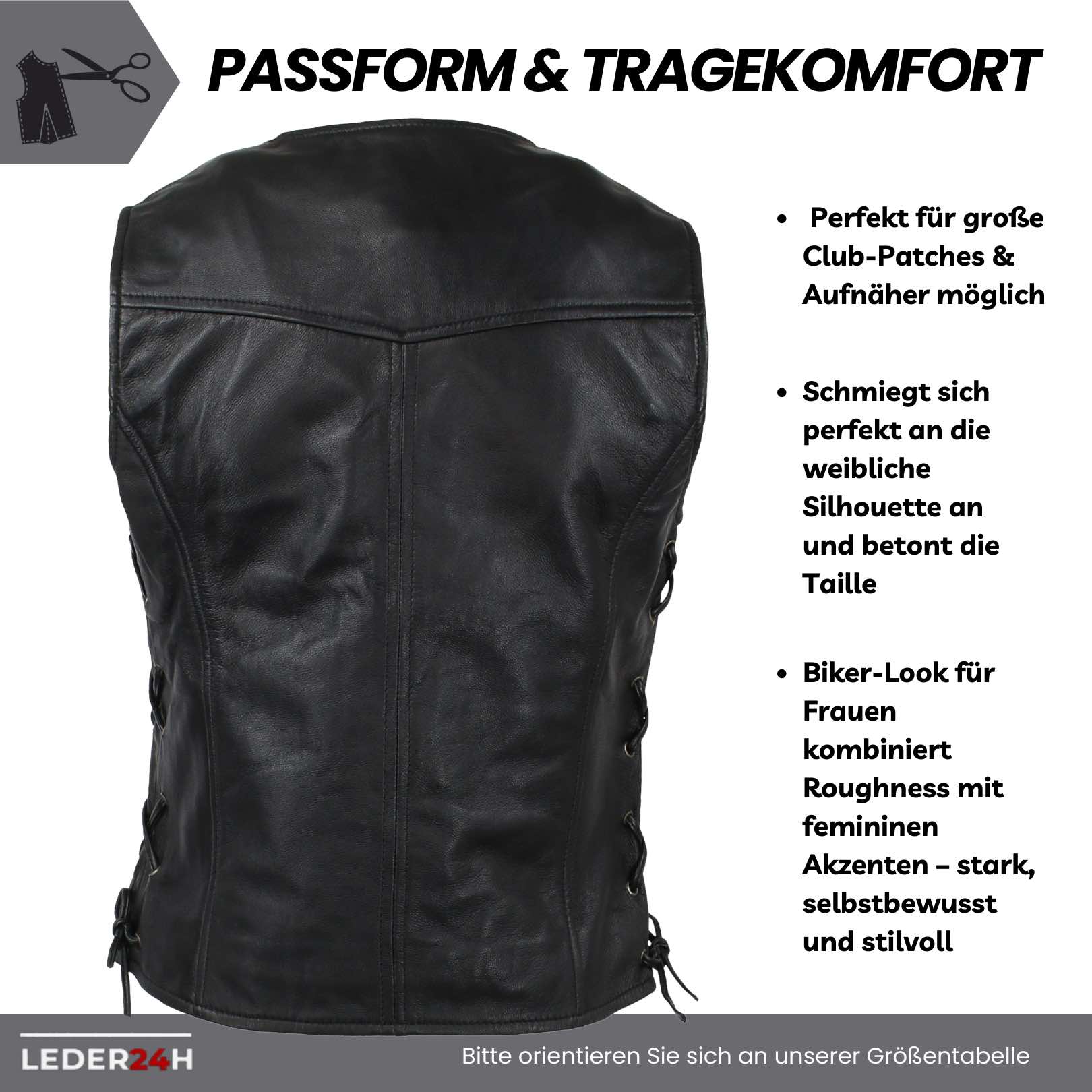 Exklusive Lederweste Schwarz Damen