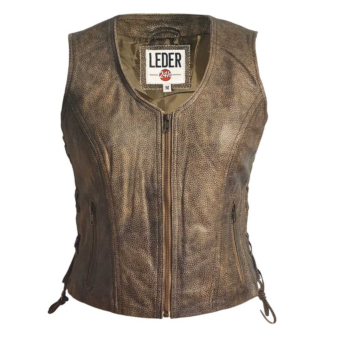 Edle Damen Lederweste Braun