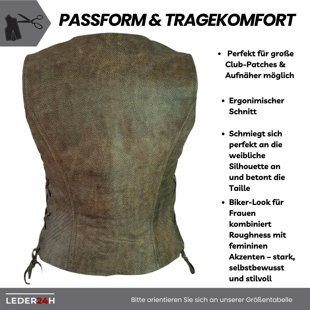 Edle Damen Lederweste Braun